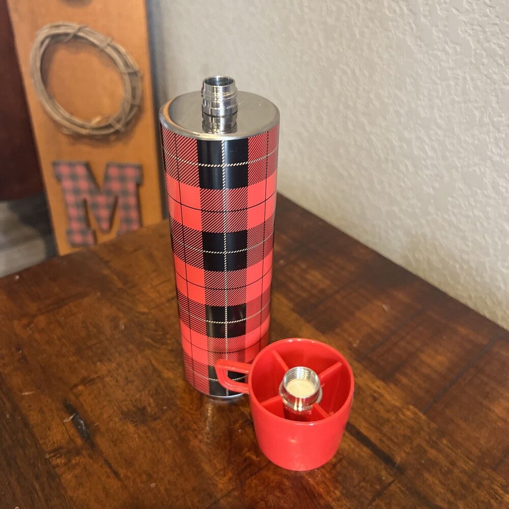 Fred Vintage Style Thermos Stainless Steel Flask Tartan Plaid